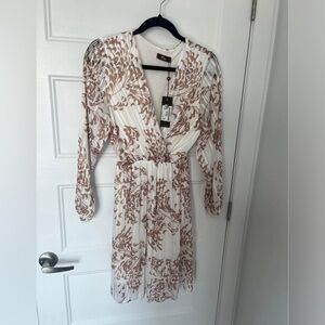 Elegant White and bronze/Brown Women's Dress